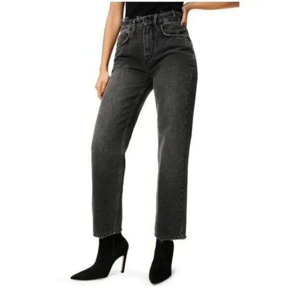 Good American Straight Leg Jeans 4/27 Black 90s Duster NWT Denim - Picture 1 of 10